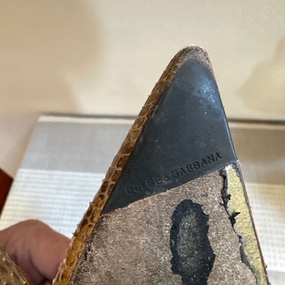 Dolce & Gabbana Brown Python Pointed-Toe Slingback Pumps Size 37 US 6.5 - Picture 8 of 8